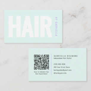 Moderne Minimalistische QR-code Mintgroene Hairsty Visitekaartje