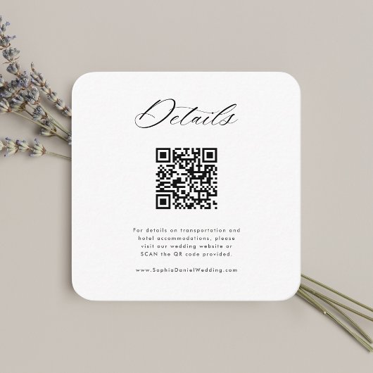 Moderne minimalistische QR Code Monogram Bruiloft  Informatiekaartje