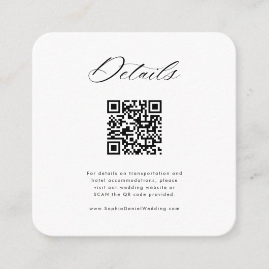 Moderne minimalistische QR Code Monogram Bruiloft  Informatiekaartje (Voorkant)