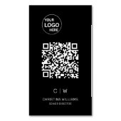 Moderne minimalistische QR-code Monogramnaam Magnetisch Visitekaartje (Voorkant Verticaal)