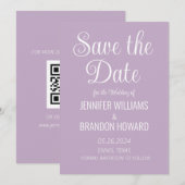 Moderne minimalistische QR-code Paarse lavender We Save The Date (Voorkant / Achterkant)