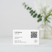 Moderne Minimalistische QR Code Professioneel Zwar Visitekaartje (Staand voorkant)