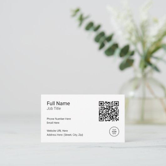 Moderne Minimalistische QR Code Professioneel Zwar Visitekaartje (Staand voorkant)