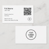 Moderne Minimalistische QR Code Professioneel Zwar Visitekaartje (Voorkant / Achterkant)
