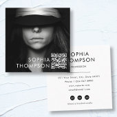 Moderne Minimalistische QR Code Professionele Foto Vierkante Visitekaartje