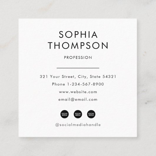 Moderne Minimalistische QR Code Professionele Foto Vierkante Visitekaartje (Achterkant)