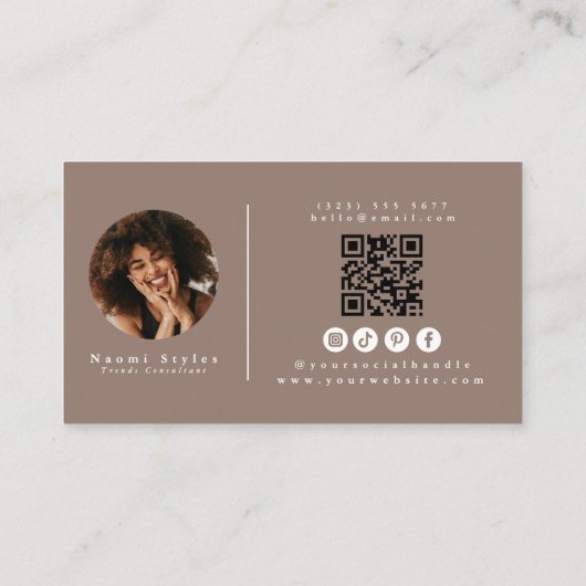 Moderne Minimalistische QR Code Professionele Foto Visitekaartje (Achterkant)