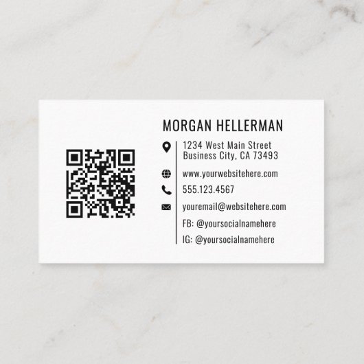Moderne minimalistische QR-code Professionele Logo Visitekaartje (Achterkant)