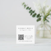 Moderne minimalistische QR-code RSVP vierkante Kaa Vierkante Visitekaartje (Staand voorkant)
