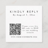 Moderne minimalistische QR-code RSVP vierkante Kaa Visitekaartje (Voorkant)