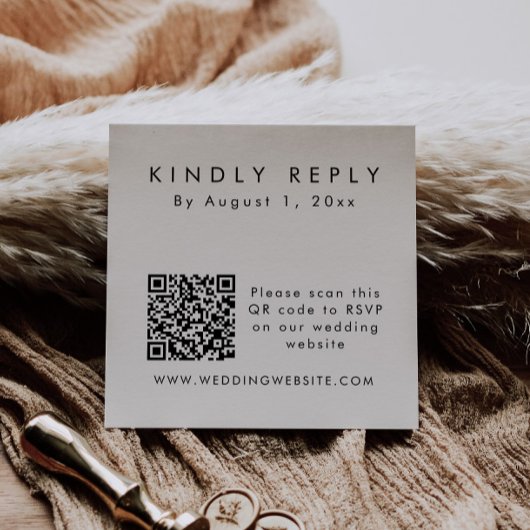 Moderne minimalistische QR-code RSVP vierkante Kaa Visitekaartje