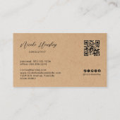 Moderne Minimalistische QR-code Rustic Kraft Papie Visitekaartje (Achterkant)