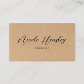 Moderne Minimalistische QR-code Rustic Kraft Papie Visitekaartje (Voorkant)