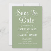 Moderne minimalistische QR-code Sage Green Wedding Save The Date (Voorkant)