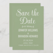 Moderne minimalistische QR-code Sage Green Wedding Save The Date (Voorkant / Achterkant)