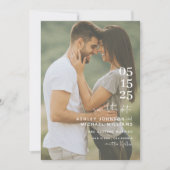 Moderne minimalistische QR Code Script bruiloft Save The Date (Voorkant)