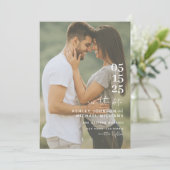 Moderne minimalistische QR Code Script bruiloft Save The Date (Staand voorkant)