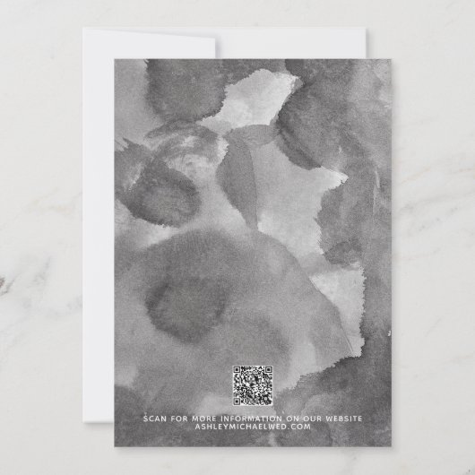 Moderne minimalistische QR Code Script bruiloft Save The Date (Achterkant)