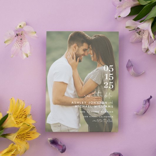 Moderne minimalistische QR Code Script bruiloft Save The Date