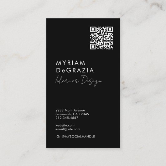 Moderne minimalistische QR Code Script Business Lo Visitekaartje (Voorkant)