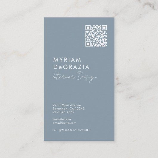 Moderne minimalistische QR Code Script Business Lo Visitekaartje (Voorkant)