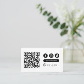 Moderne minimalistische QR-code Social Media Zwart Visitekaartje (Staand voorkant)