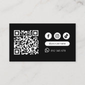 Moderne minimalistische QR-code Social Media Zwart Visitekaartje (Voorkant)