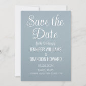 Moderne minimalistische QR-code Stusty Blue Weddin Save The Date (Voorkant)