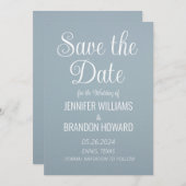 Moderne minimalistische QR-code Stusty Blue Weddin Save The Date (Voorkant / Achterkant)