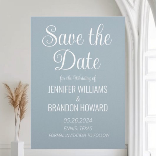 Moderne minimalistische QR-code Stusty Blue Weddin Save The Date
