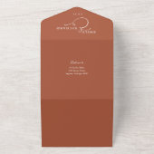 Moderne minimalistische QR-code Terracotta Wedding All In One Uitnodiging (Buitenkant)