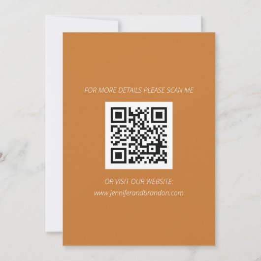 Moderne minimalistische QR-code Terracotta Weduwen Save The Date (Achterkant)