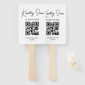 Moderne Minimalistische QR-code Trouwmenu Handwaaier (Voorkant en achterkant)