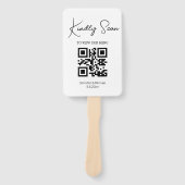 Moderne Minimalistische QR-code Trouwmenu Handwaaier (Voorkant)
