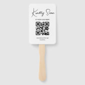 Moderne Minimalistische QR-code Trouwmenu Handwaaier (Achterkant)