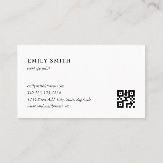 Moderne minimalistische QR-code Visitekaartje (Achterkant)