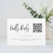 Moderne minimalistische QR-code voor bruiloft RSVP Kaartje (Staand voorkant)