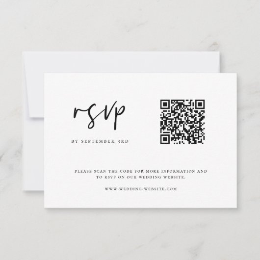 Moderne minimalistische QR-code voor bruiloft RSVP Kaartje (Voorkant)