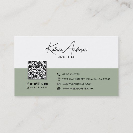 Moderne minimalistische QR-code voor sociale media Visitekaartje (Achterkant)