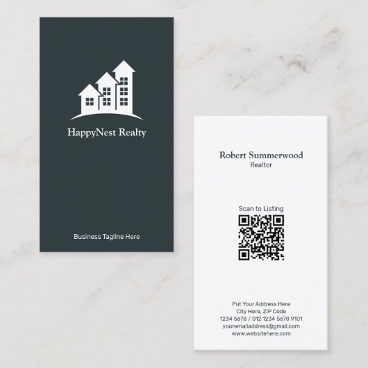 Moderne minimalistische QR-code voor verticaal onr Visitekaartje (Voorkant / Achterkant)