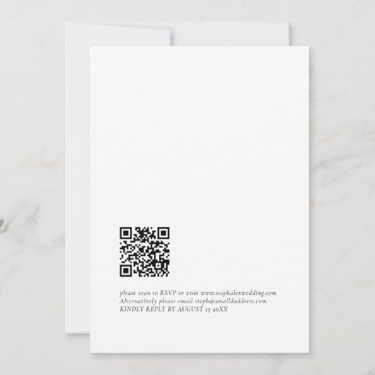 Moderne minimalistische QR Code Weddenschap Kaart (Achterkant)