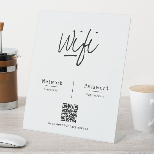 Moderne minimalistische QR-code WiFi-netwerkwachtw Reclamebord Met Voetstuk (Insitu)