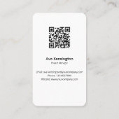 Moderne Minimalistische QR-code Zakelijke Kaart Cu Visitekaartje (Achterkant)