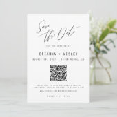 Moderne, minimalistische QR-codefoto Save The Date (Staand voorkant)