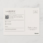 Moderne minimalistische QR-codekalligrafie RSVP Briefkaart (Achterkant)