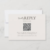 Moderne minimalistische QR-codekalligrafie RSVP-ka RSVP Kaartje (Voorkant)