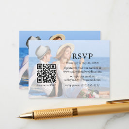 Moderne minimalistische QR RSVP Overlay Photo Informatiekaartje