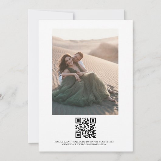 Moderne minimalistische QR Weddenschap Kaart (Achterkant)