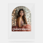 Moderne minimalistische Quinceañera boogfoto Acryl Bord (Voorkant)