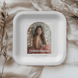 Moderne minimalistische Quinceañera boogfoto Papieren Bordje
